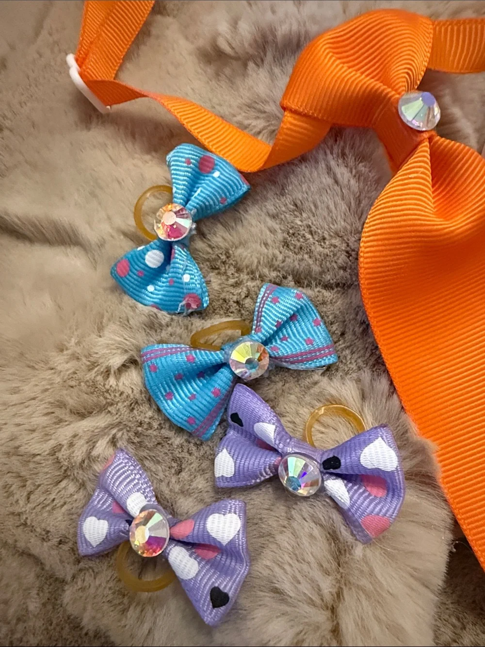 Dog (bundle of 8) Hand Crafted Necktie, Bow with Blue and Mini Bows